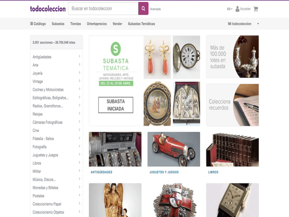 Portal web de Todoleccion