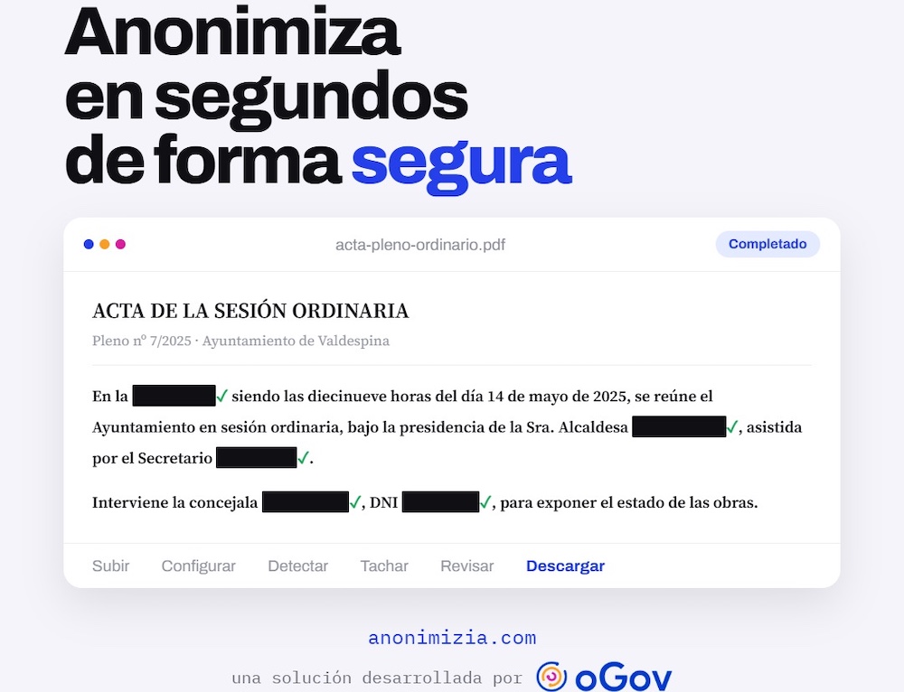 La plataforma de oGov, AnonimizIA.